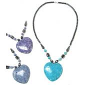 Assorted Color Big Heart Turquoise Pendant Hematite Beads Chain Choker Necklace